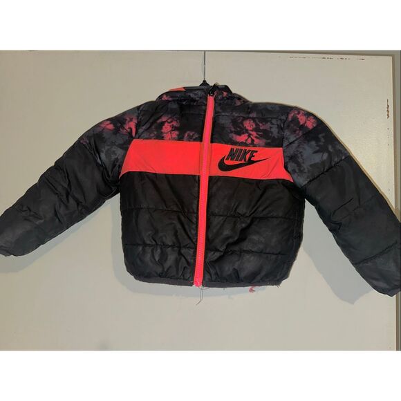 Nike Little Kid's Zip Front Racer Red/Black Hooded Puffer Jacket boys size 3T - Picture 1 of 5